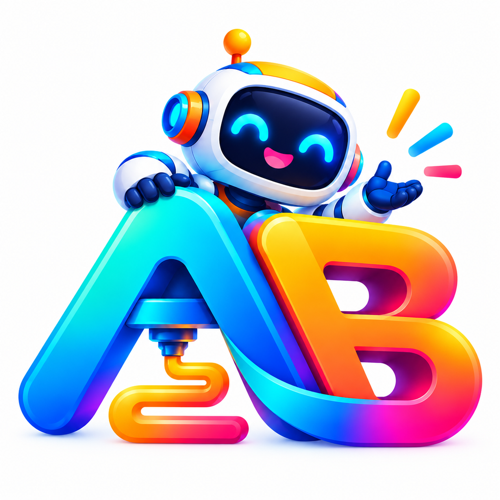 Mascote da AB Lab3D com identidade visual da marca